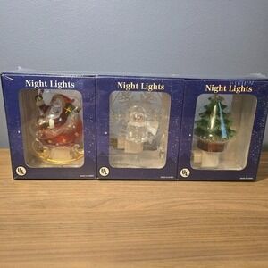 Night Lights! Set of 3 -‎ brand new Santa in a Sleigh, Snowman, Pine Tree Costco